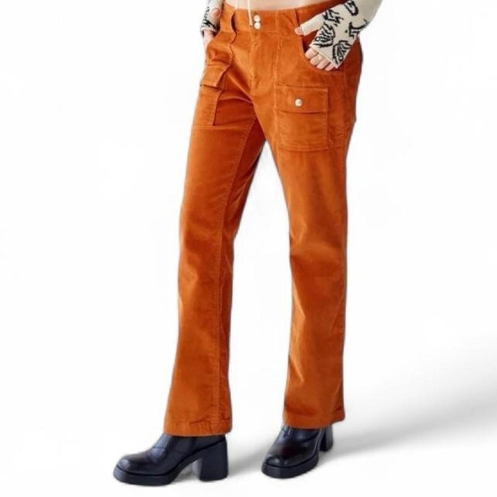 BDF Lucille Corduroy Cargo Pants – Size 0- Terra-Cotta Rust |- Y2K- Low rise